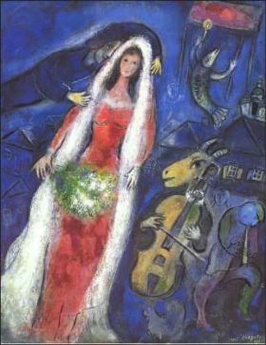 La Mariee painting - Marc Chagall La Mariee art painting